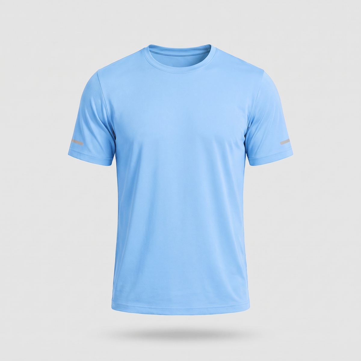 Men's running top in Sky Blue, front view on a light grey background
