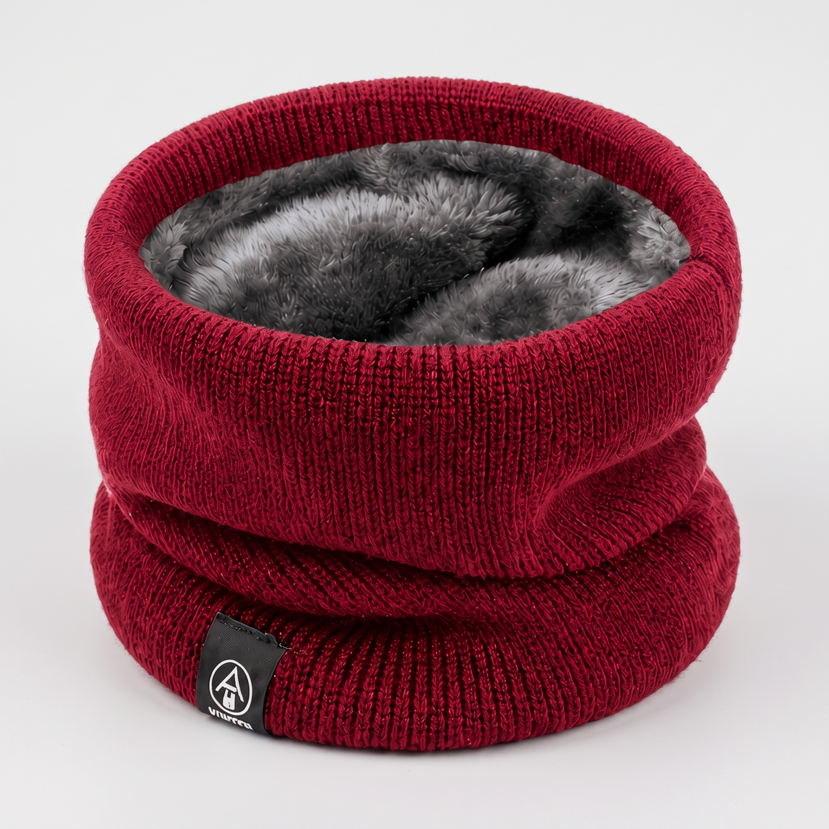 Plush-lined knit snood in Burgundy