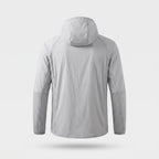 Men's lightweight windbreaker in Light Grey, back view