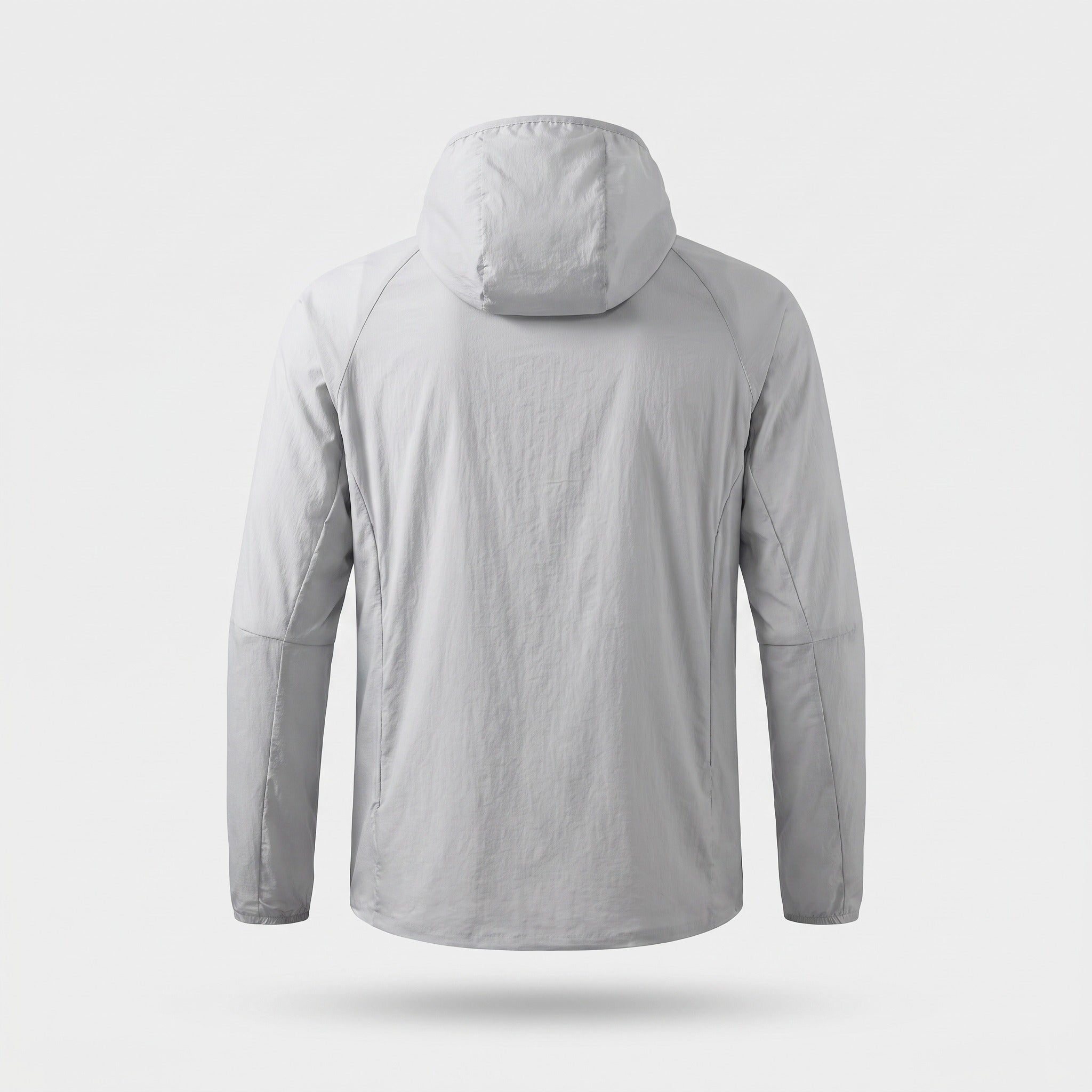 Men's lightweight windbreaker in Light Grey, back view