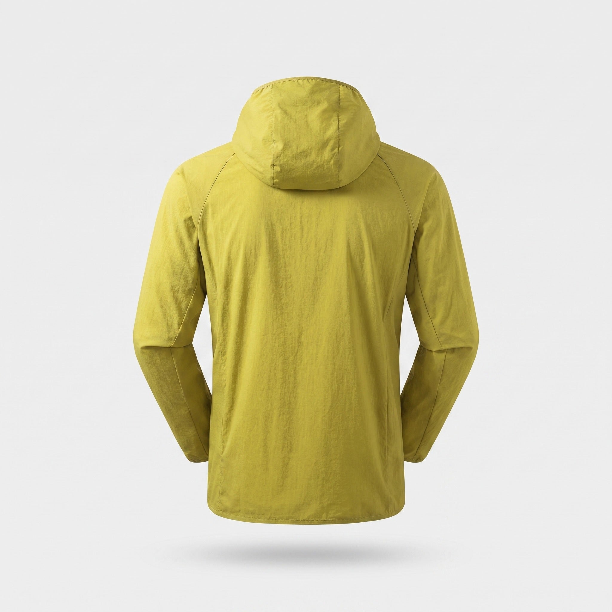 Men's lightweight windbreaker in Turmeric, back view