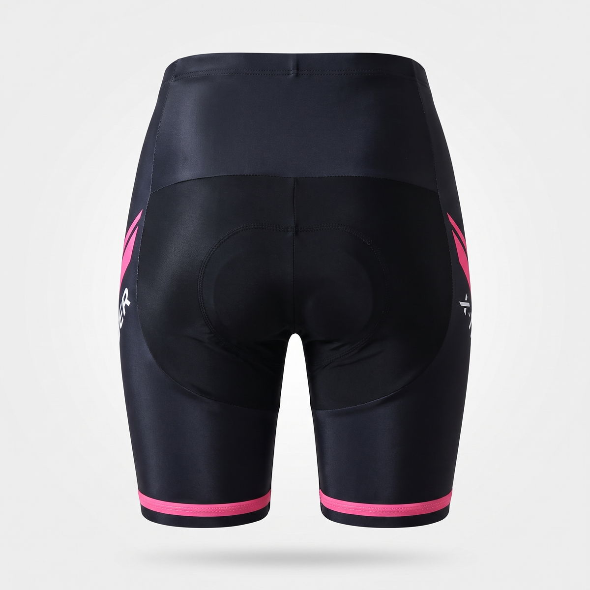 Women's Cycling Shorts in Black / Pink, back view