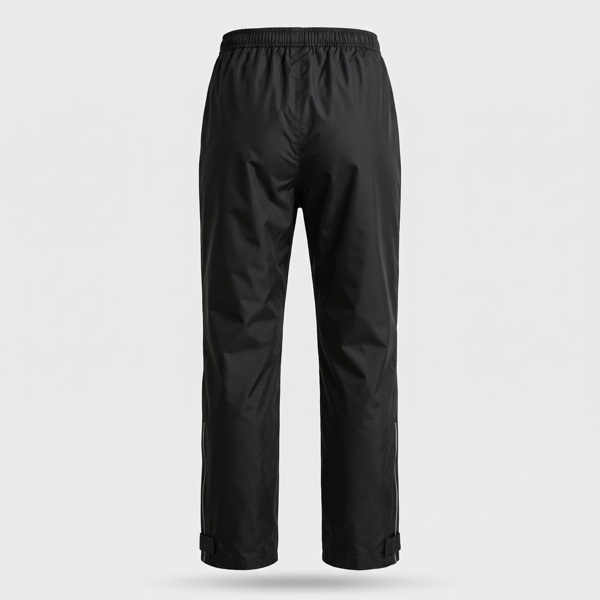 Women's rain trousers in Black on an invisible mannequin, back view