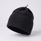 Fleece snood with drawcord pulled tight worn as a hat