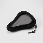 Underside of the bike seat cover: grey non-slip dotted lining and drawstring with toggle