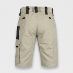 Back view of the Khaki cargo shorts with elasticated rear waistband and two back pockets