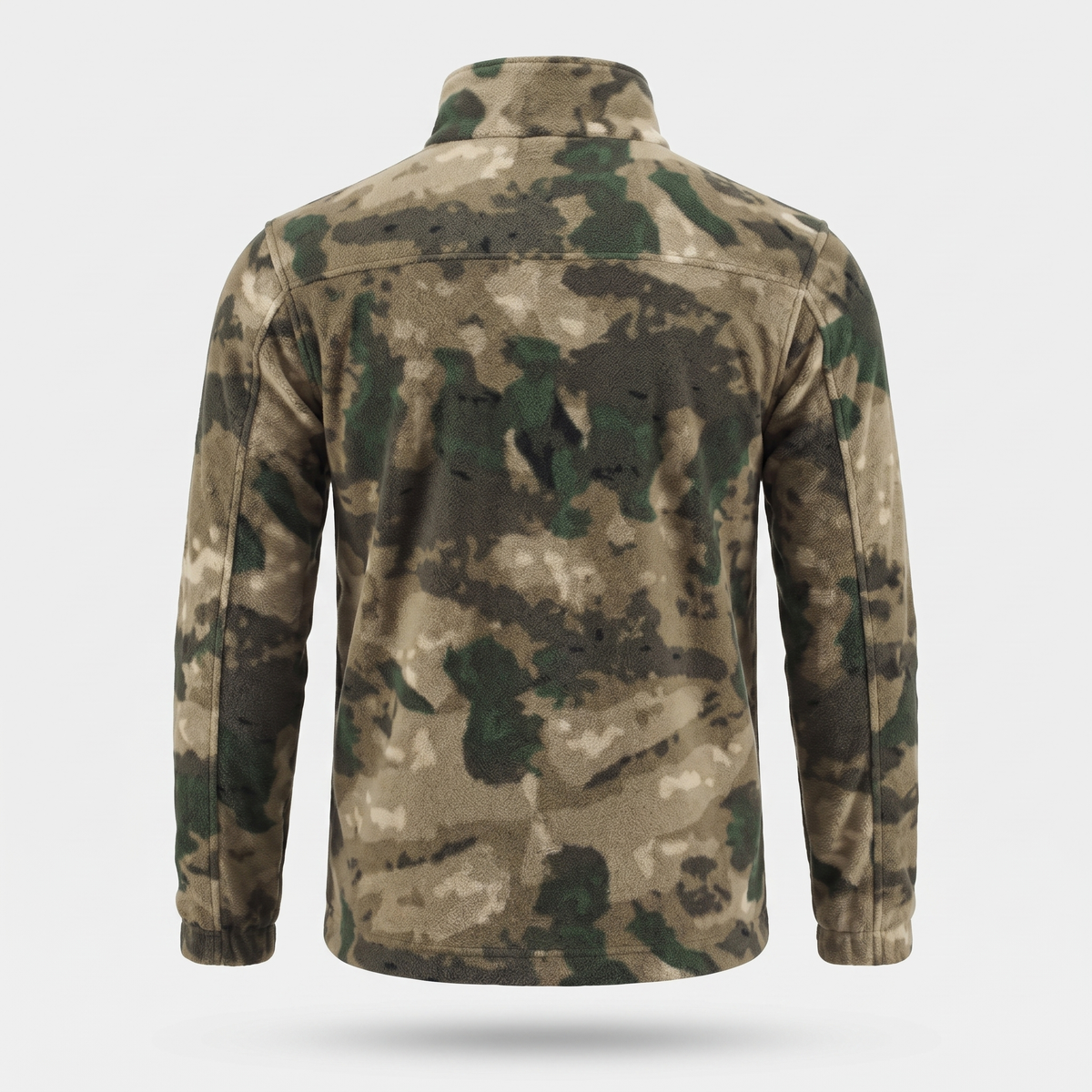 Men's Camo Fleece Jacket – Back View – Woodland Camo