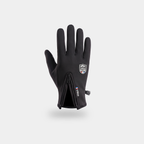 Back of a Black winter cycling glove with the centre cuff zip half open