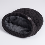 Inside the beanie showing the fleece lining