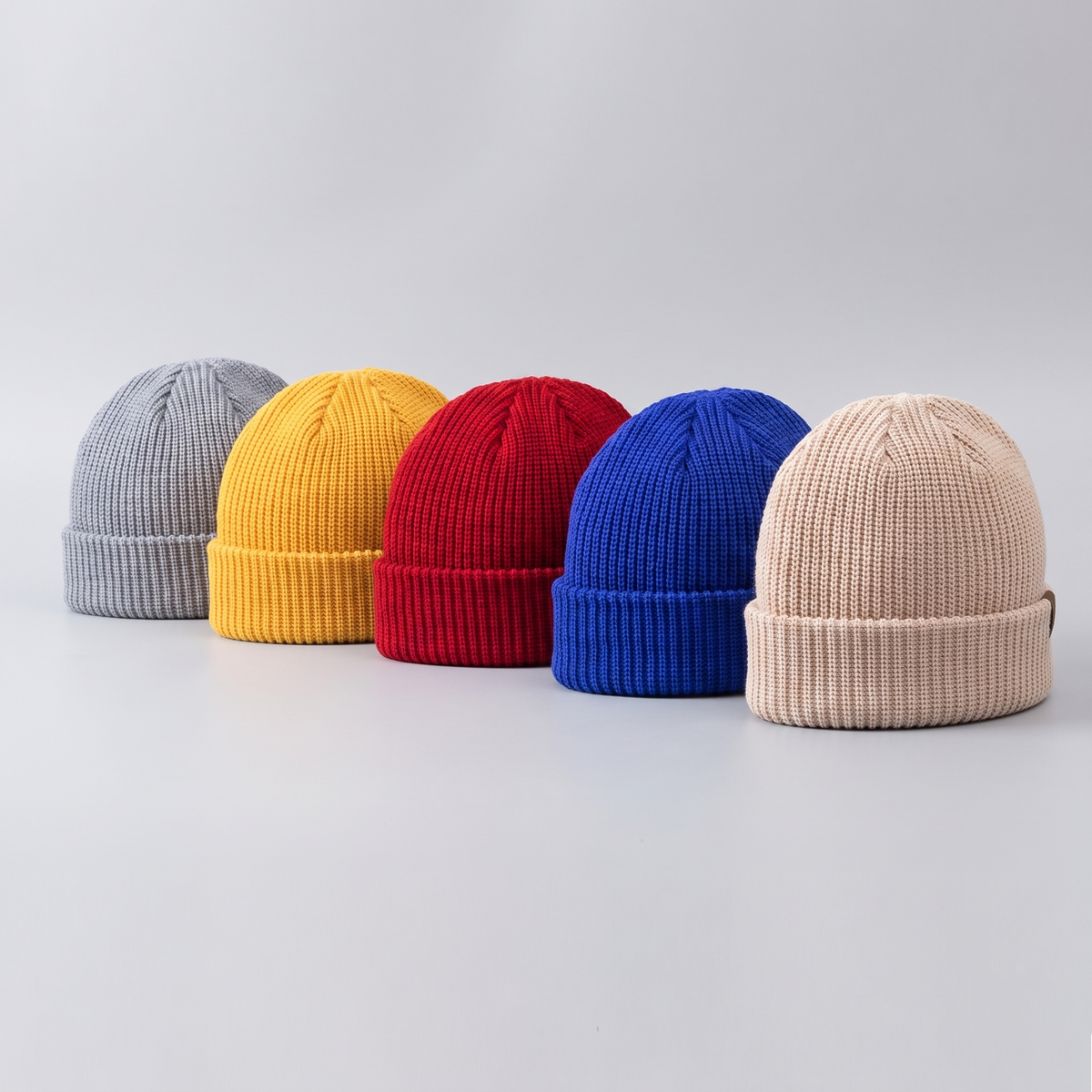 All five colourways of the ribbed fisherman beanie