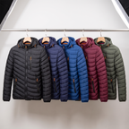 Puffer coat in Black, Navy Blue, Blue, Bordeaux and Army Green