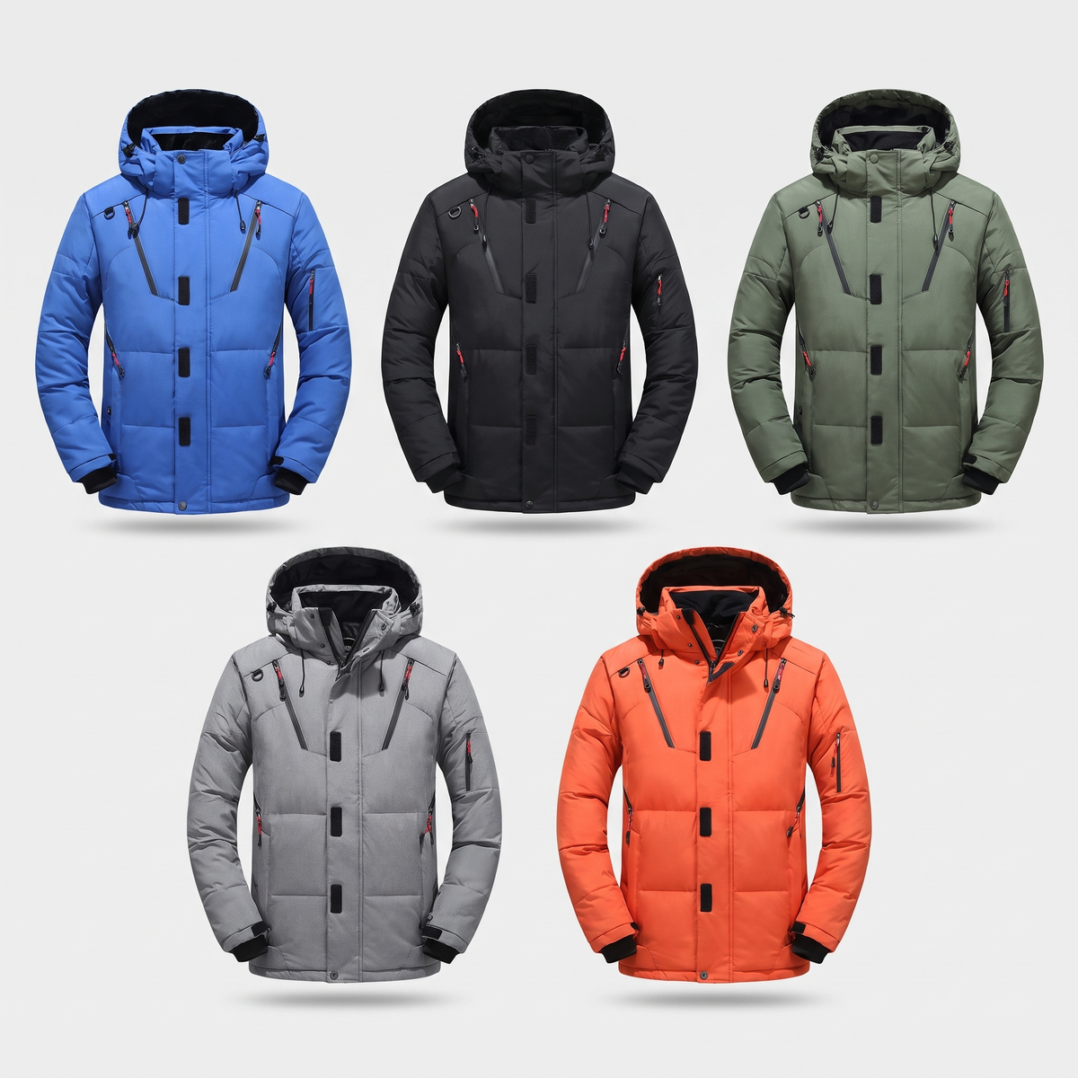 SUPERSEDED - Men's Ski Suit jacket in all five colours side by side