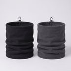 Men's fleece snood in Black and Grey side by side