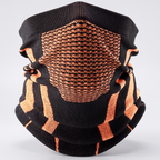 Knitted Snood in Black/Orange, product only, showing the honeycomb front panel