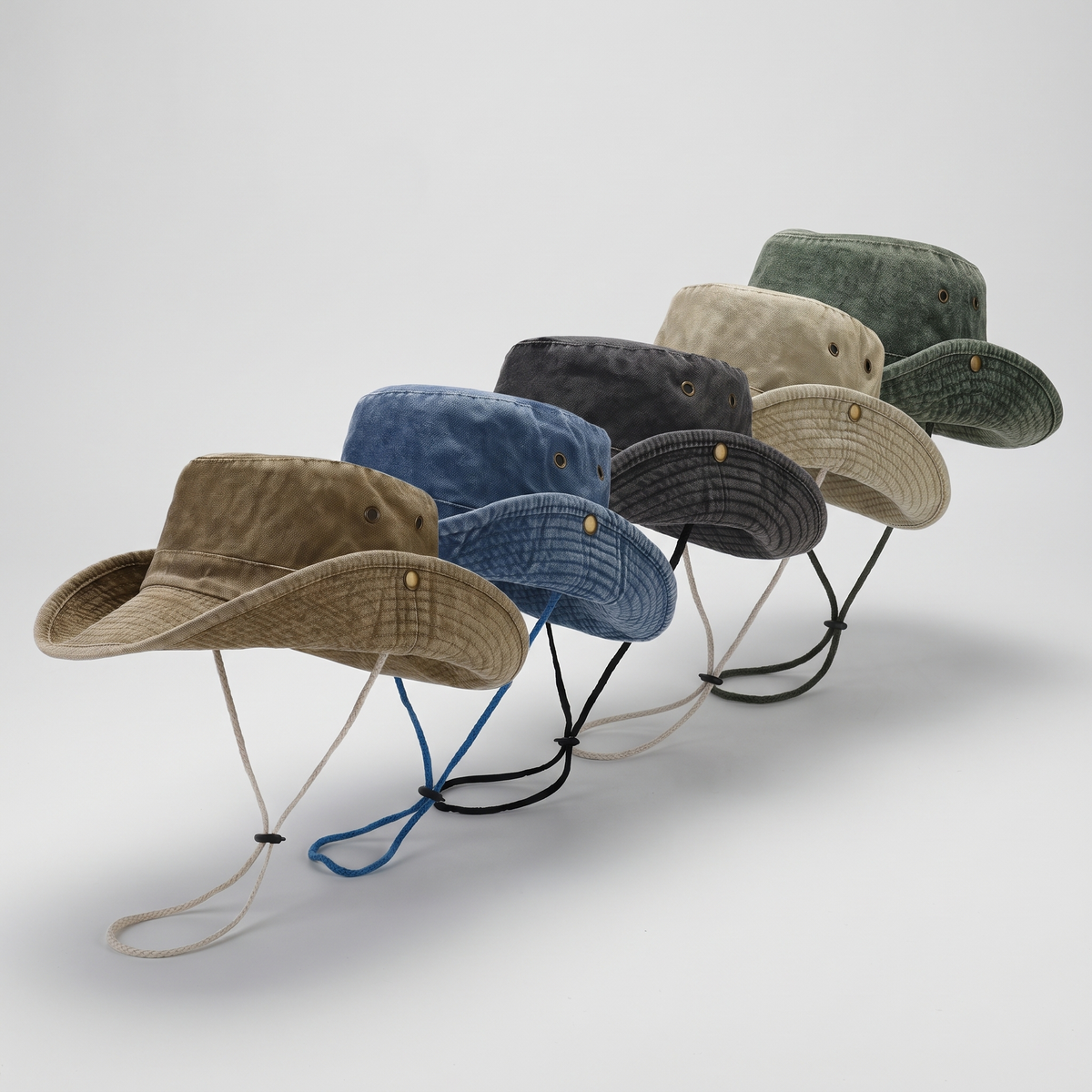 Wide brim sun hat in Khaki, Blue, Black, Beige and Green
