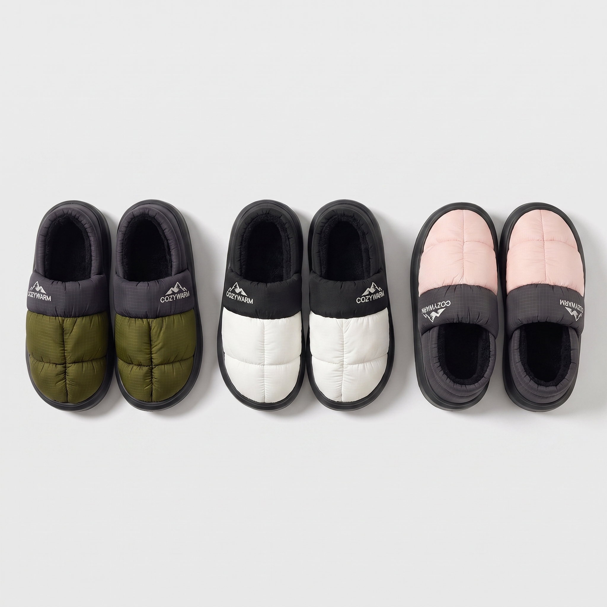 Terrabound Camp Slippers in Black/Green, White/Black and Pink colourways