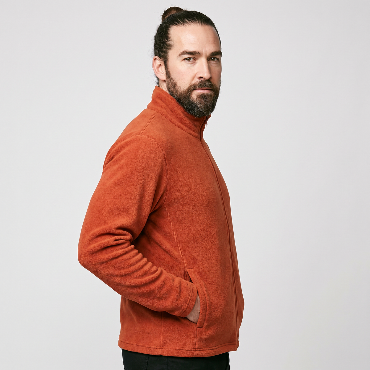 Terrabound Men's Fleece Jacket - Dark Orange - three-quarter side