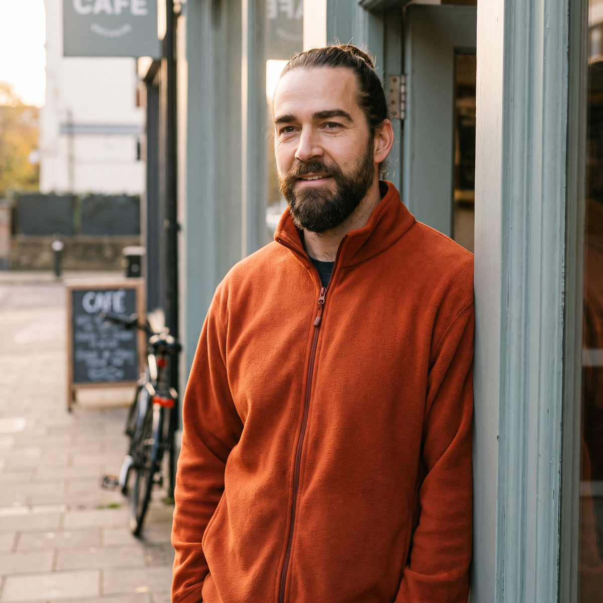 Terrabound Men's Fleece Jacket - worn on an everyday street, casual layer
