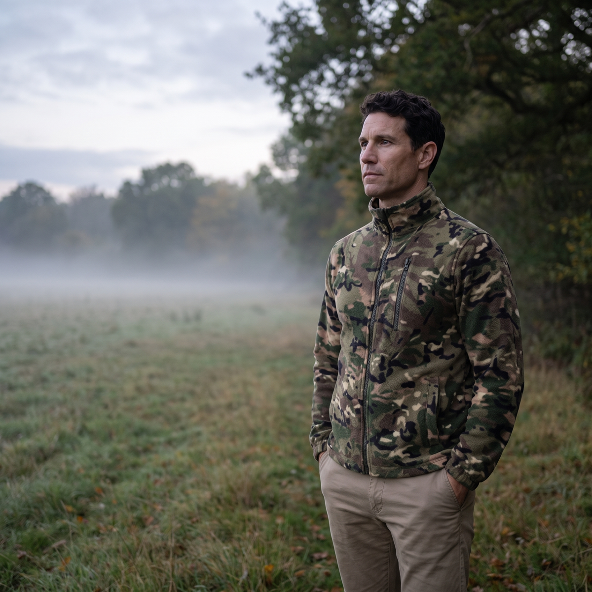 Men's Camo Fleece Jacket – Lifestyle – British Woodland Morning