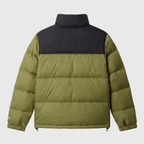 Terrabound men's colour block puffer jacket in Olive, back view