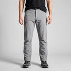 Men's grey walking trousers worn, front detail