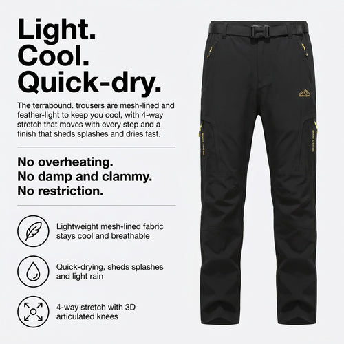 Men's Hiking Trousers - Lightweight Quick-Dry Stretch Walking Trousers