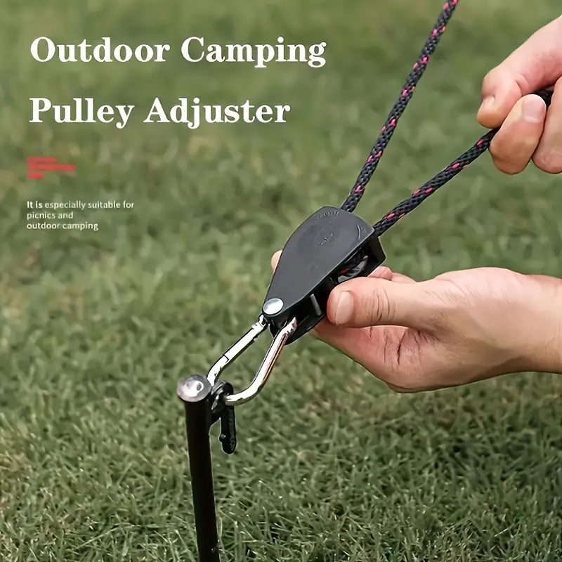 8pcs Set/4pcs Set 157.48-Inch Metal Pulley Camping Tent Fixed Rope, with Reflective Strip, Adjustable Drawstring Buckle Fastener, Suitable for Fixing Wild Camping, Outdoor Equipment, Awnings And Holiday Decorations, Elastic Outdoor Storage Bag