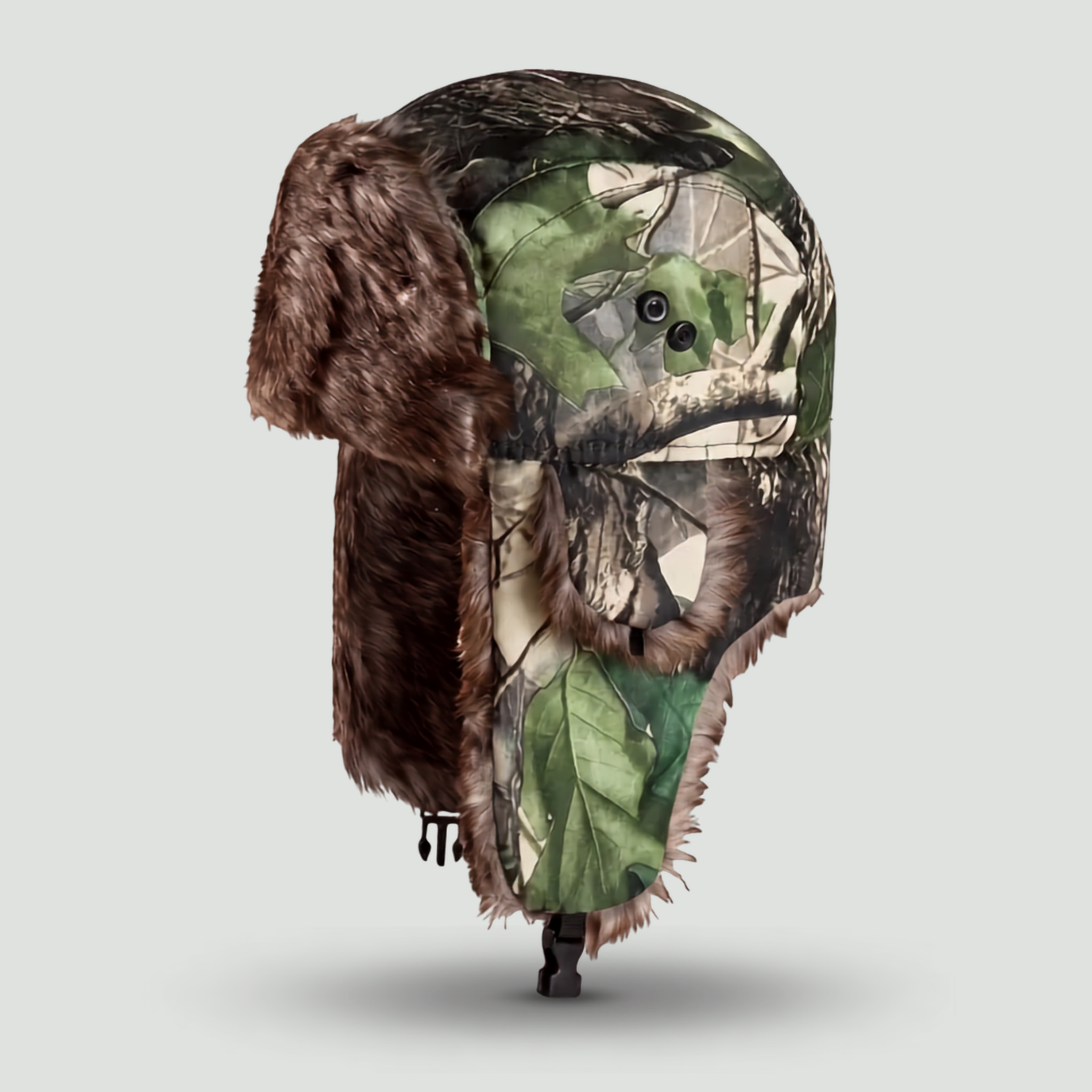 Camouflage Trapper Hat – Faux-Fur Lined Winter Hat with Ear Flaps and Chin Strap