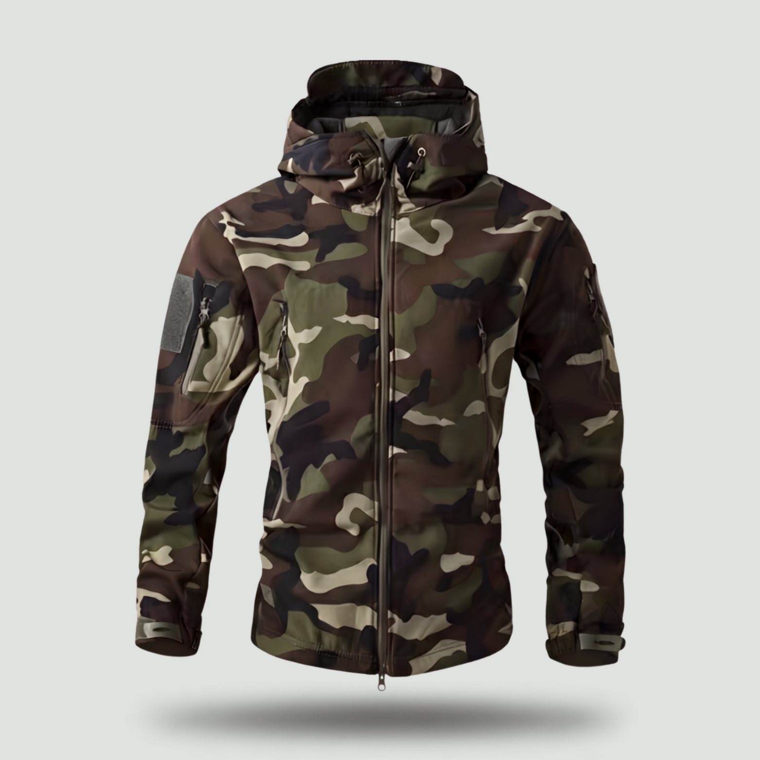 Mens Softshell Jacket – Fleece Lined Hooded Military Style Coat with Zip Pockets