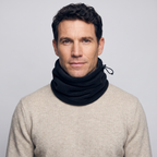 Men's fleece snood in Black worn round the neck