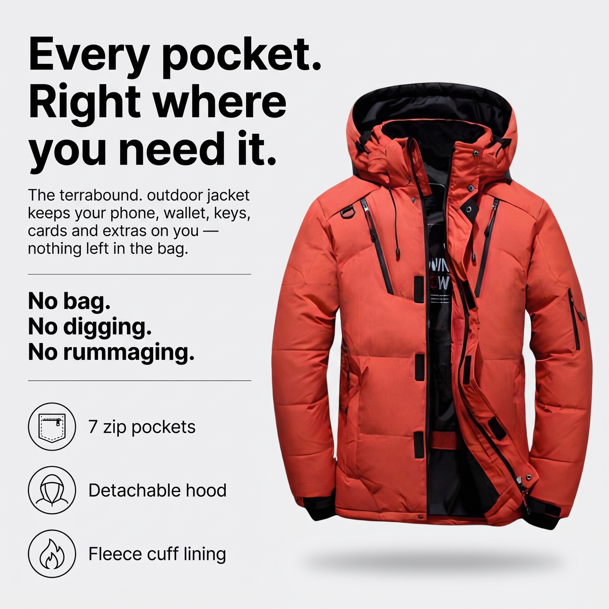 Men's Puffer Jacket - 7 Pocket System