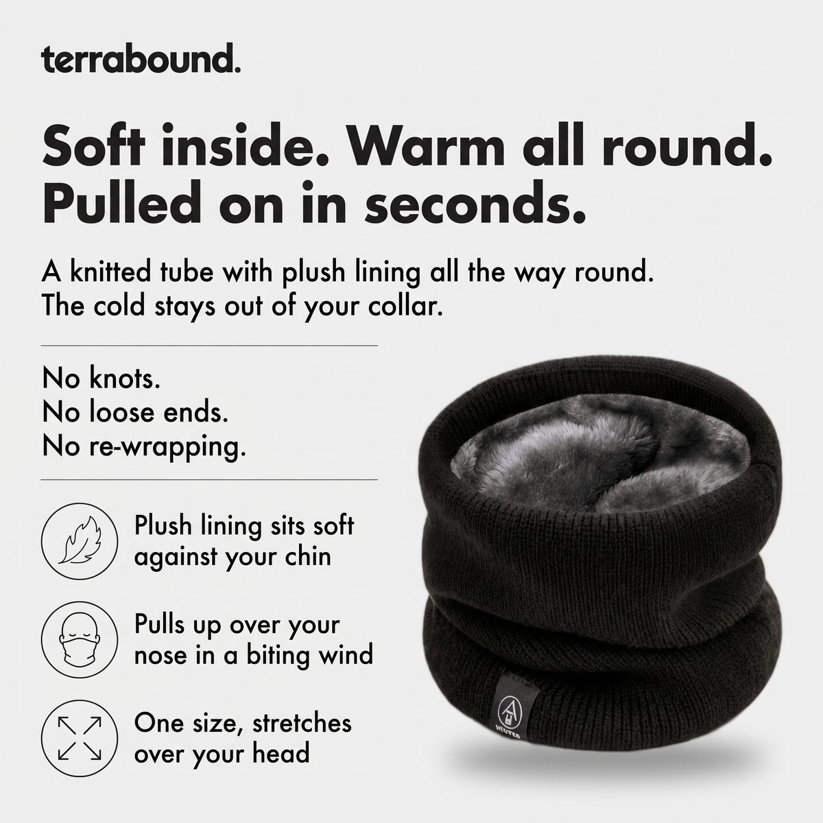 Plush-lined knit snood features