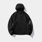 Men's Fleece Jacket in Black, full zip hooded fleece, front view