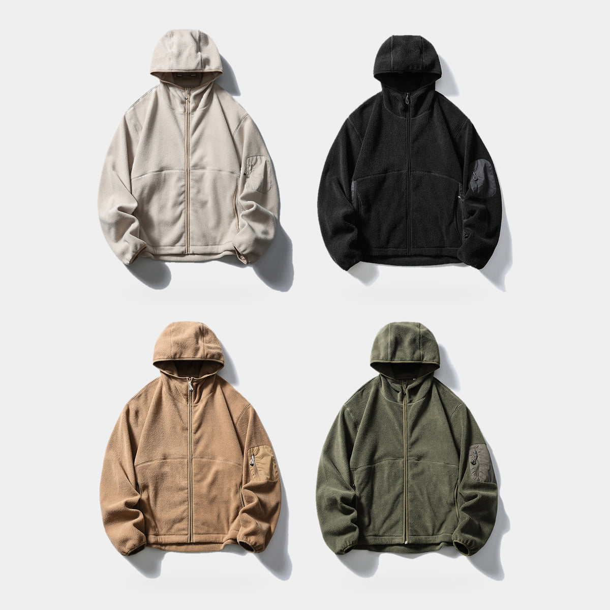 All four colourways, Sand, Black, Khaki and Army Green
