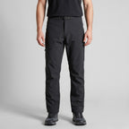Men's black walking trousers worn, front view