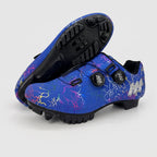 Royal Blue cycling shoes with mountain bike soles