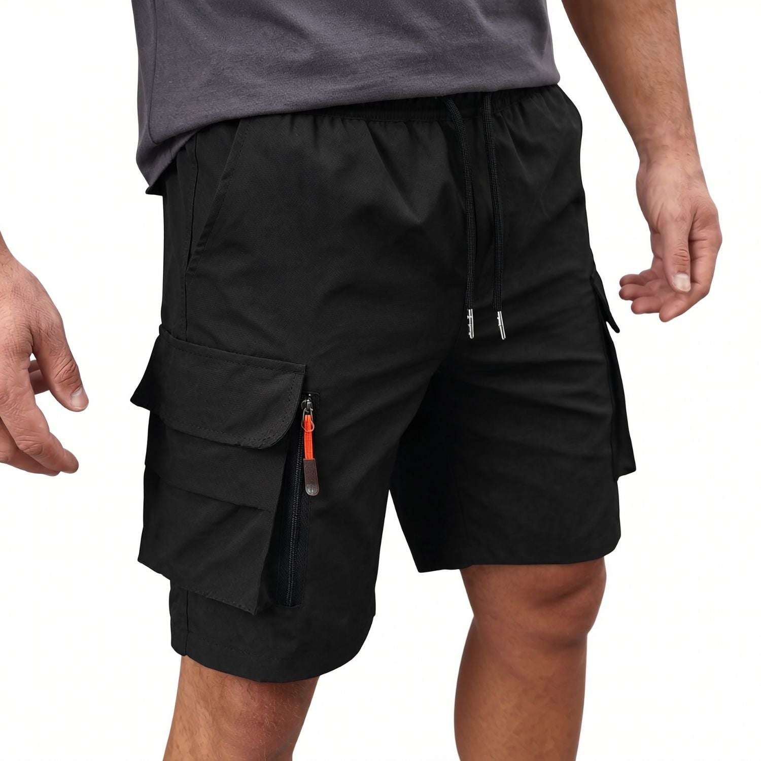 Men’s Lightweight Cargo Shorts with Zip Pockets – Outdoor Hiking Design