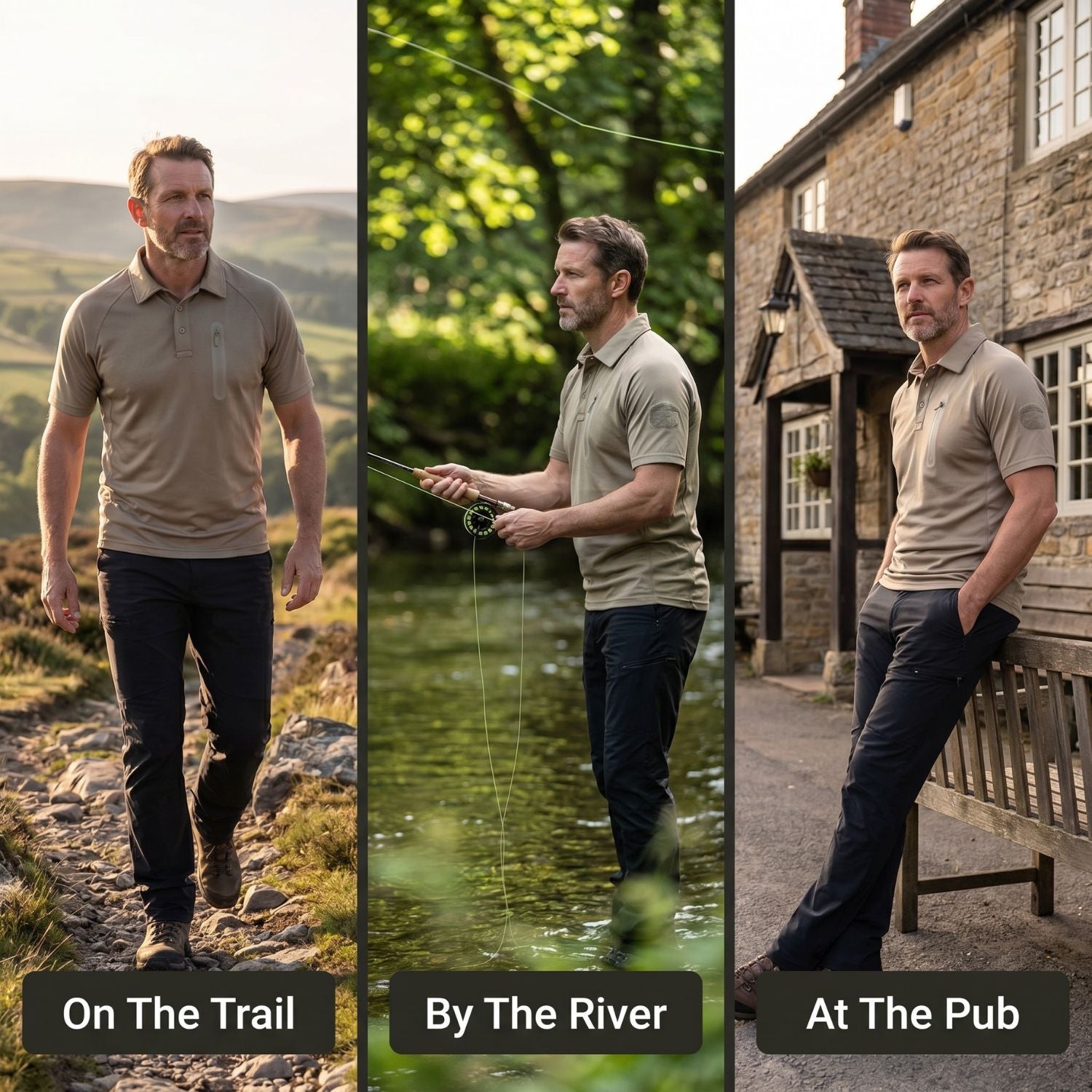 Men’s Quick-Dry Polo Shirt – Zip Pocket - Hiking & Outdoor Top