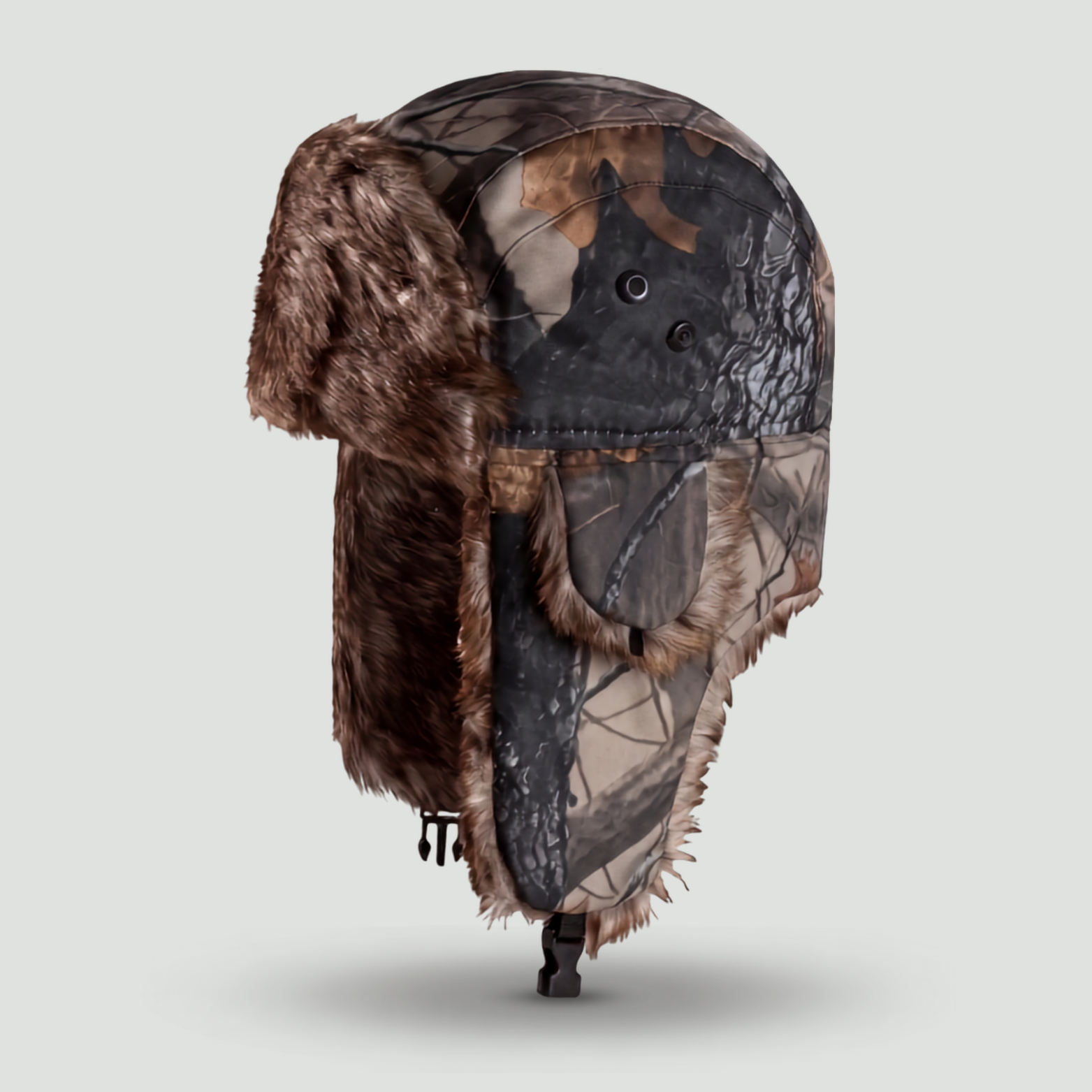 Camouflage Trapper Hat – Faux-Fur Lined Winter Hat with Ear Flaps and Chin Strap