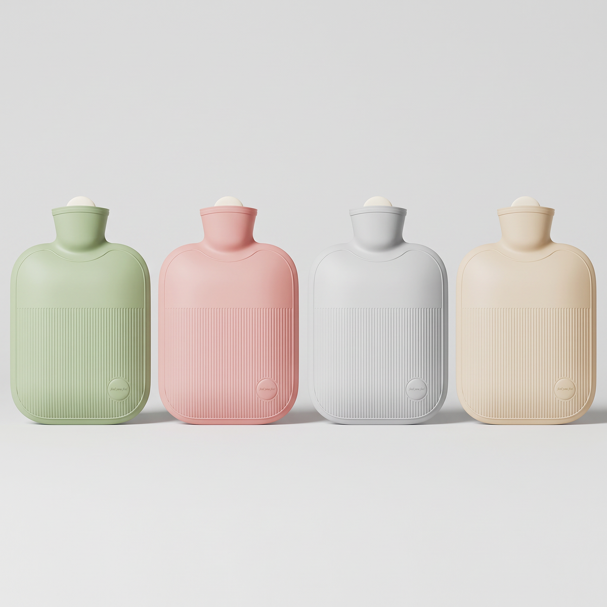Hot water bottle in Sage Green, Pink, Grey and Beige