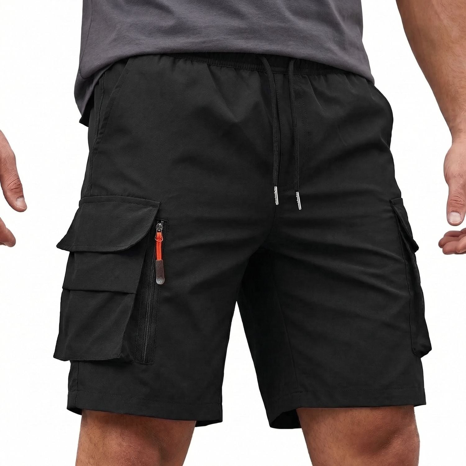 Men’s Lightweight Cargo Shorts with Zip Pockets – Outdoor Hiking Design