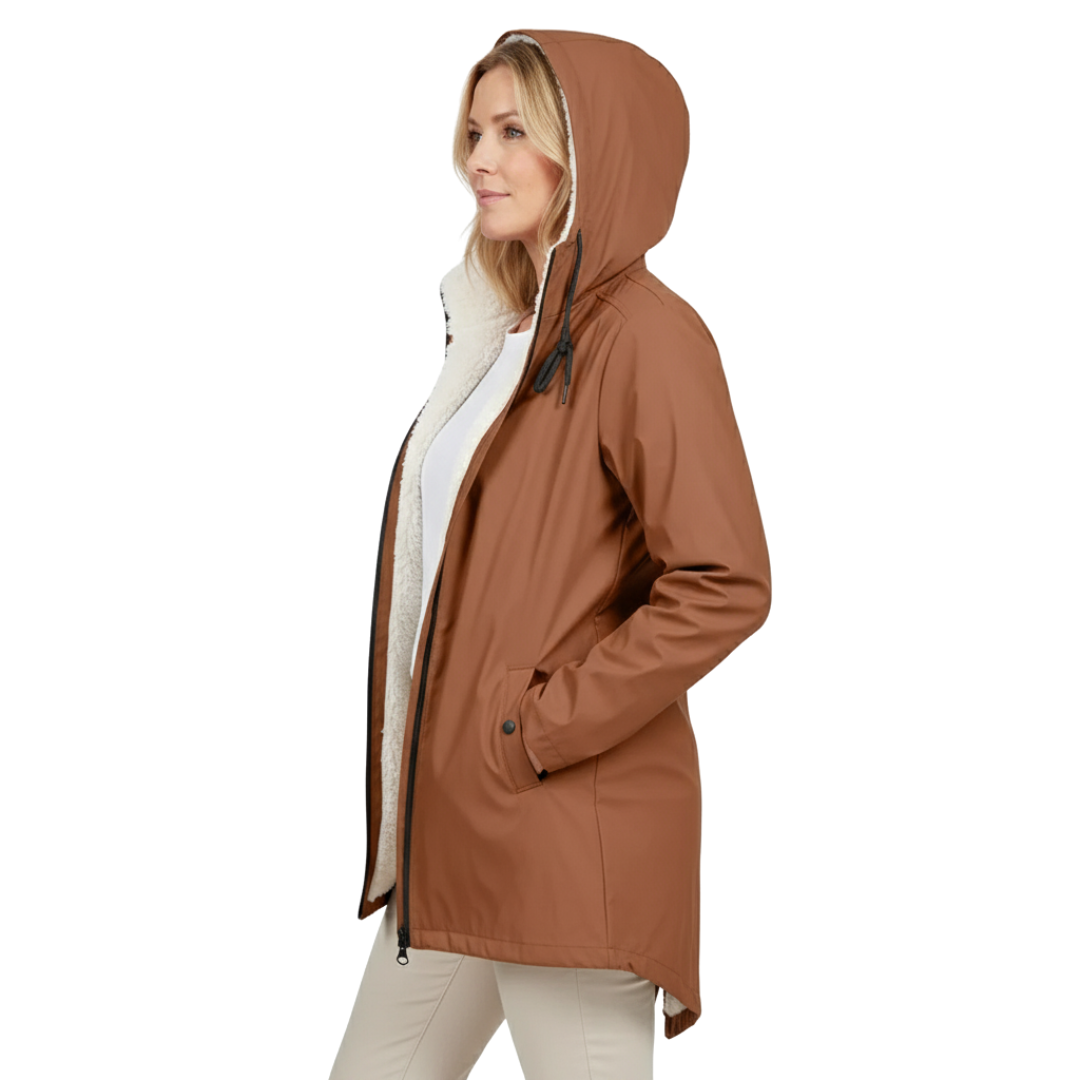 Waterproof Women’s Jacket | Fleece-Lined Layer with Adjustable Hood