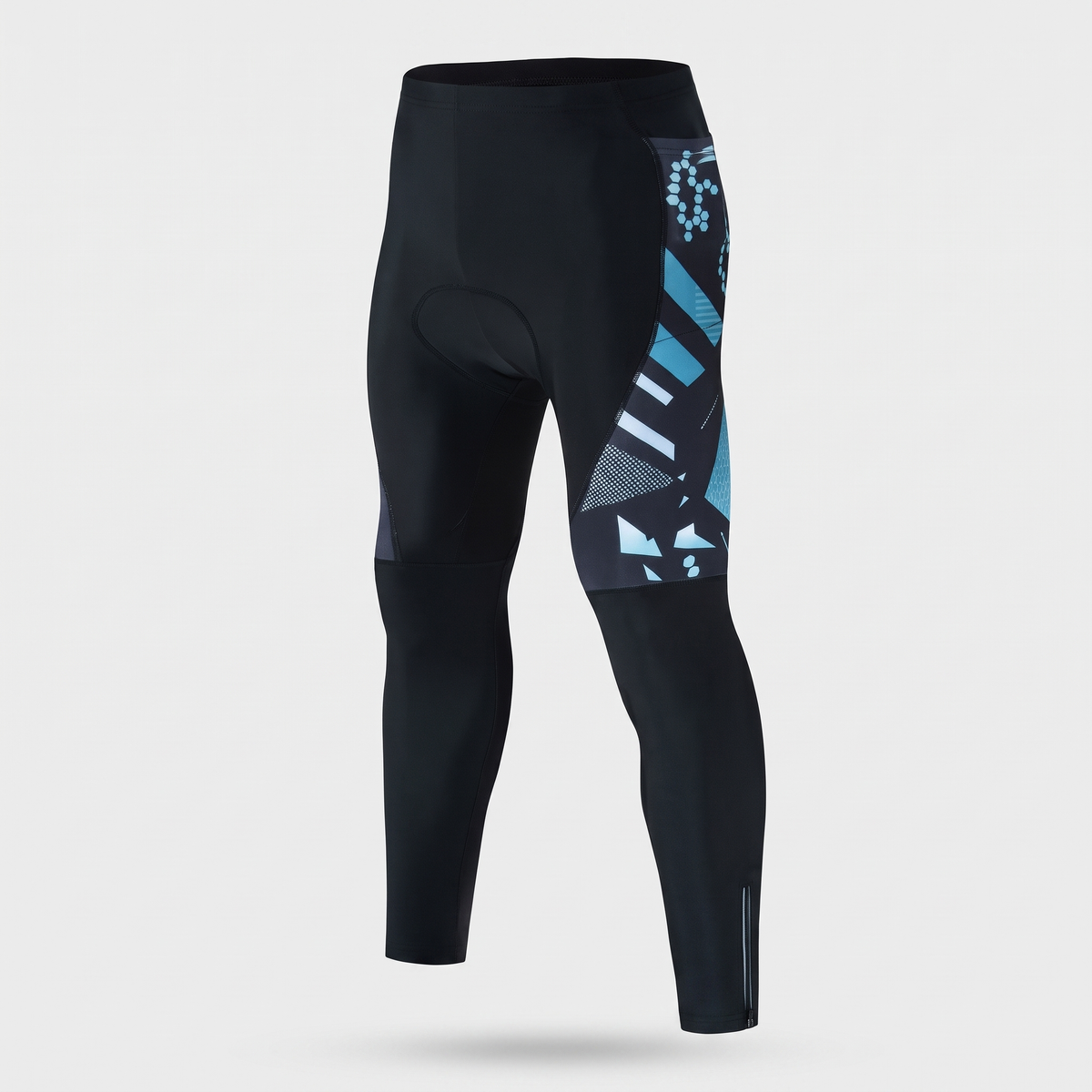 Men's padded cycling tights in Light Blue, front view