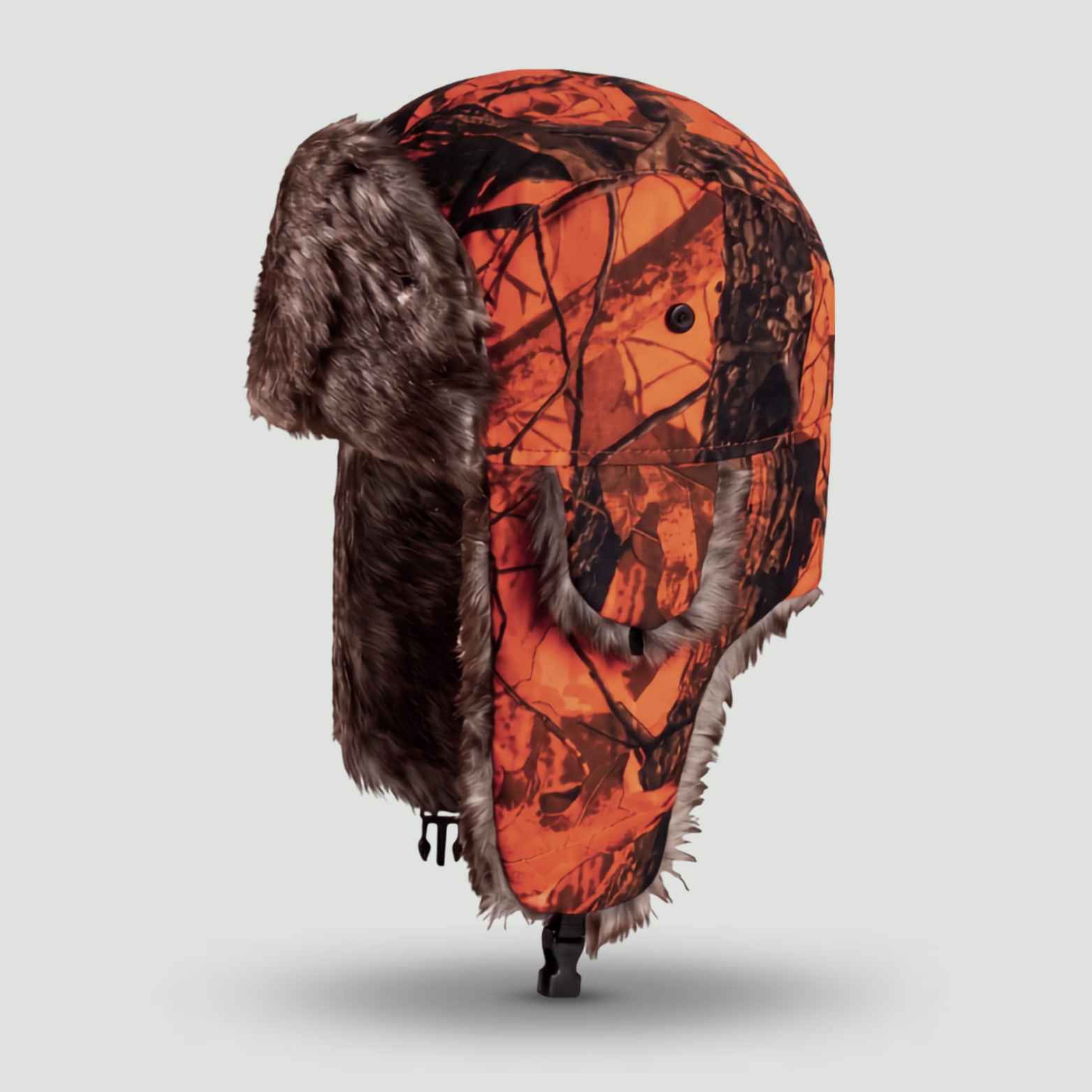 Camouflage Trapper Hat – Faux-Fur Lined Winter Hat with Ear Flaps and Chin Strap