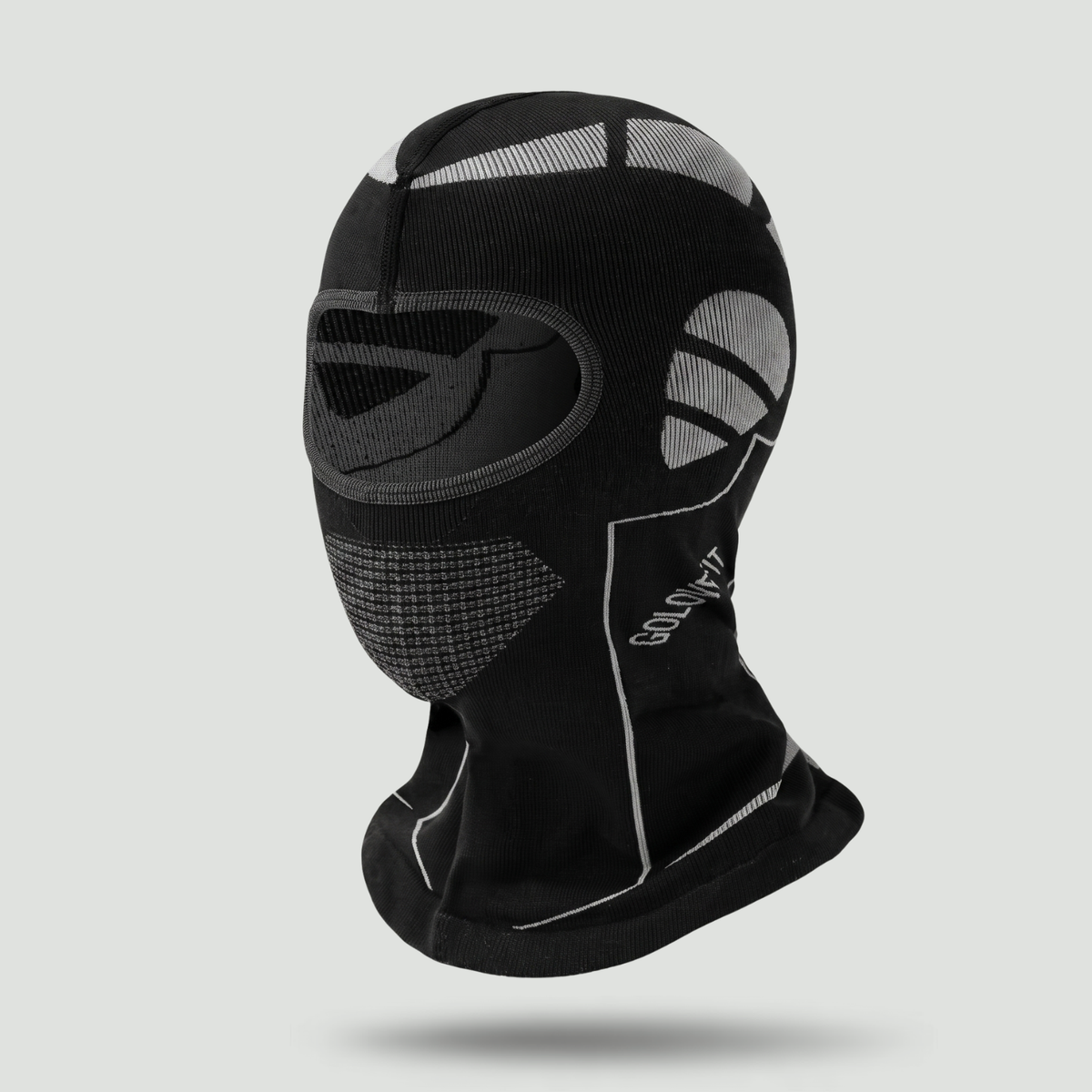 Thermal balaclava in Black Grey, front three-quarter view
