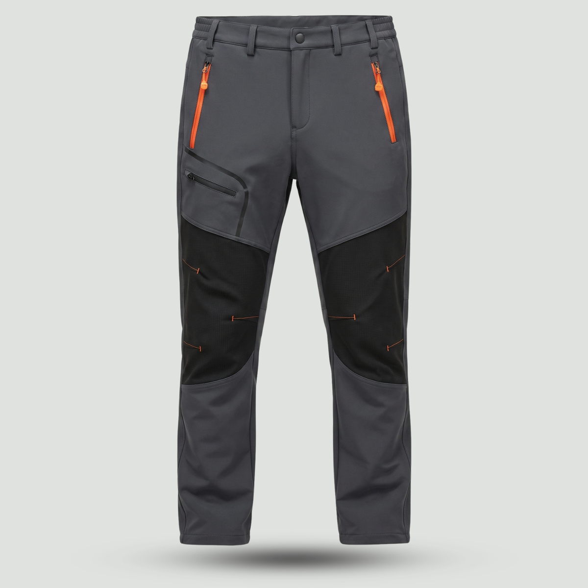 Men's insulated winter walking trousers in Grey, front view