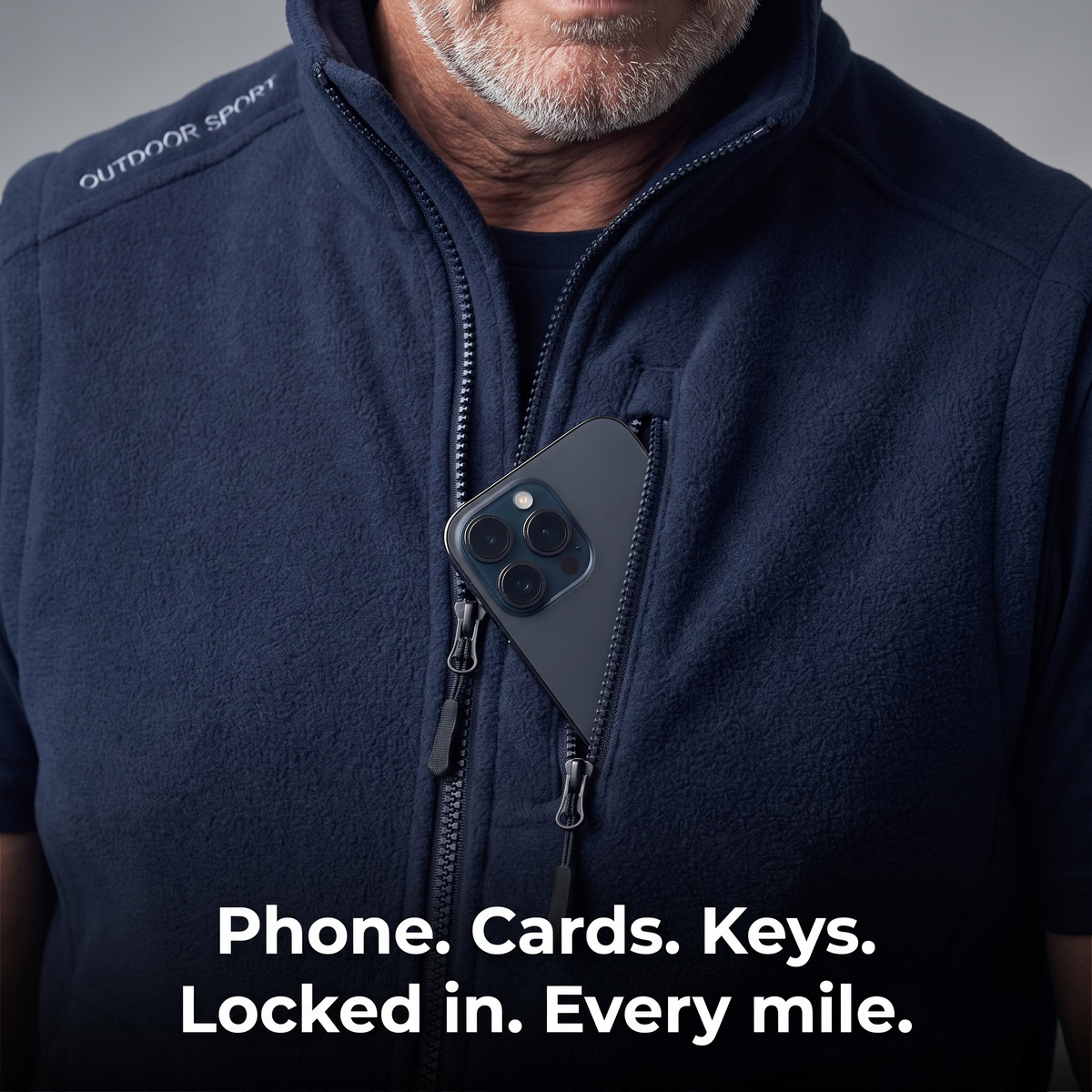 Men's Fleece Gilet - Chest Pocket Detail - Terrabound Outdoor