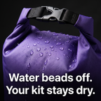Water beading off the coated 70D ripstop dry bag fabric