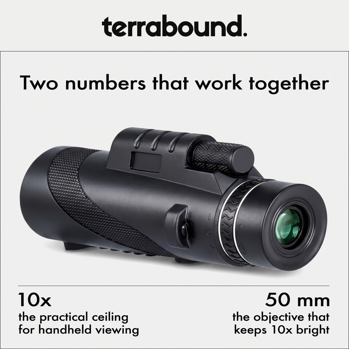 10x50 monocular magnification and objective lens specification