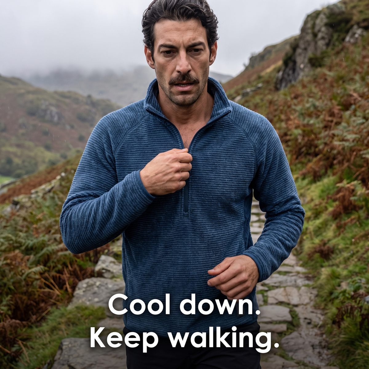Opening the half zip on a climb without stopping to remove a layer